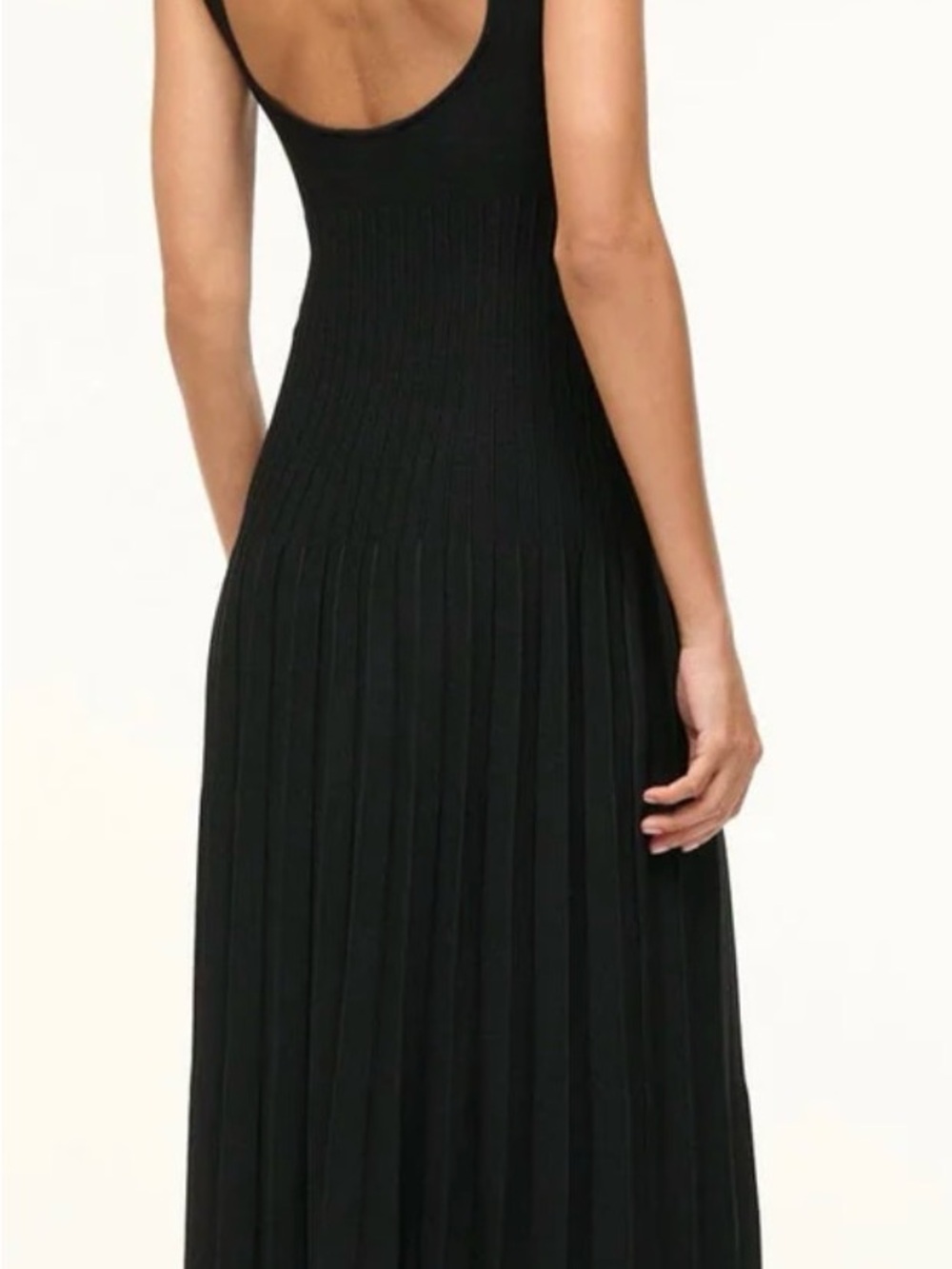 STAUD Black Ribbed Pleated Maxi Dress - Picture 2 of 3